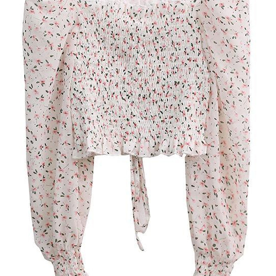 Y2k Puff Sleeve Floral Blouse