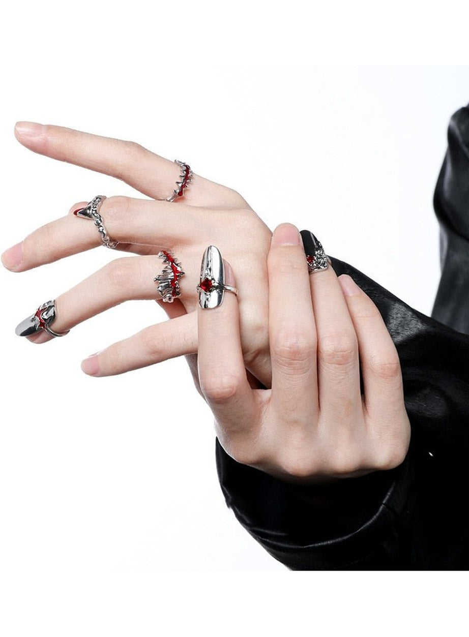 Y2k Punk Geometric Red Ring