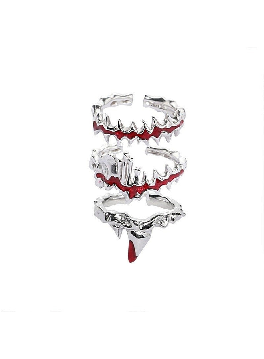 Y2k Punk Geometric Red Ring