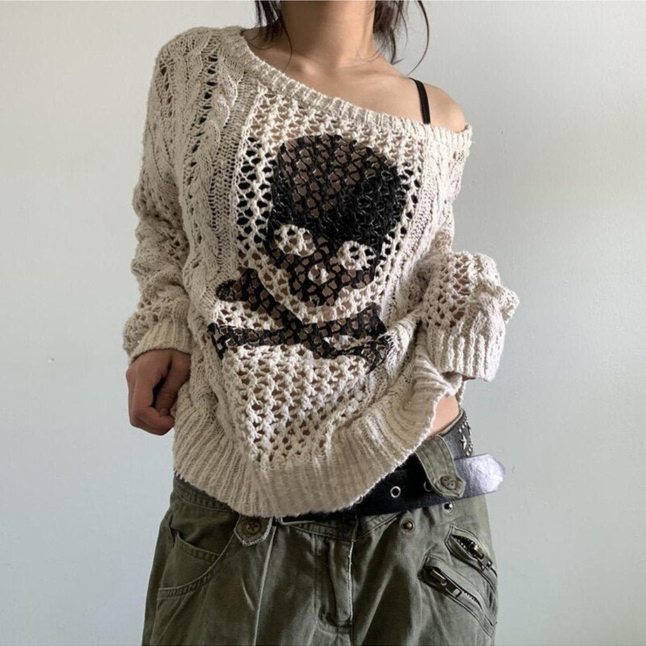 Y2k Punk Hollow Out Knitted Sweater