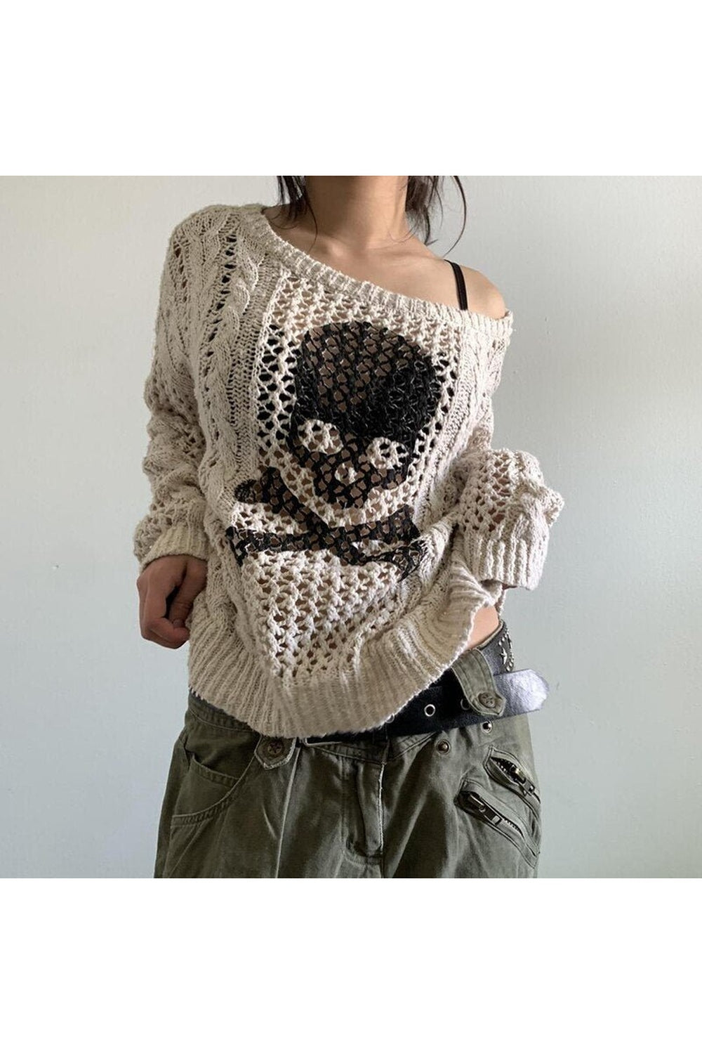 Y2k Punk Hollow Out Knitted Sweater