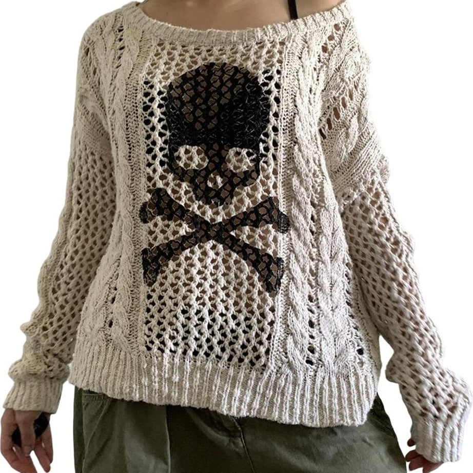 Y2k Punk Hollow Out Knitted Sweater