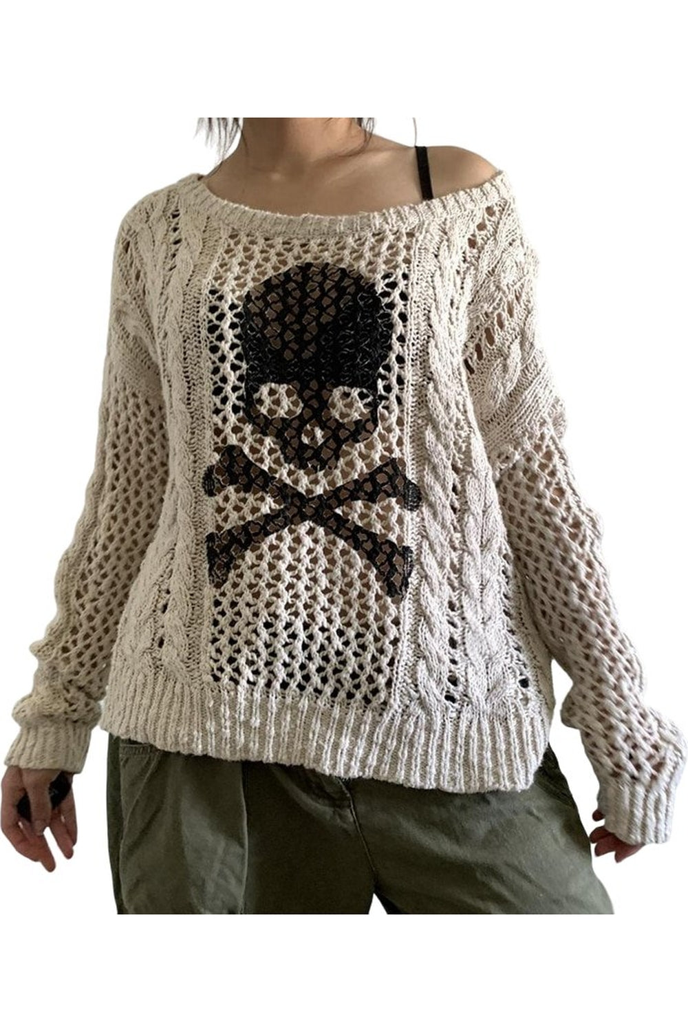 Y2k Punk Hollow Out Knitted Sweater