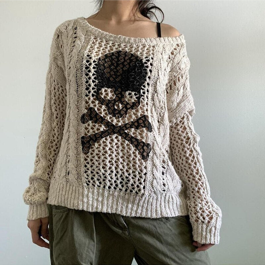 Y2k Punk Hollow Out Knitted Sweater