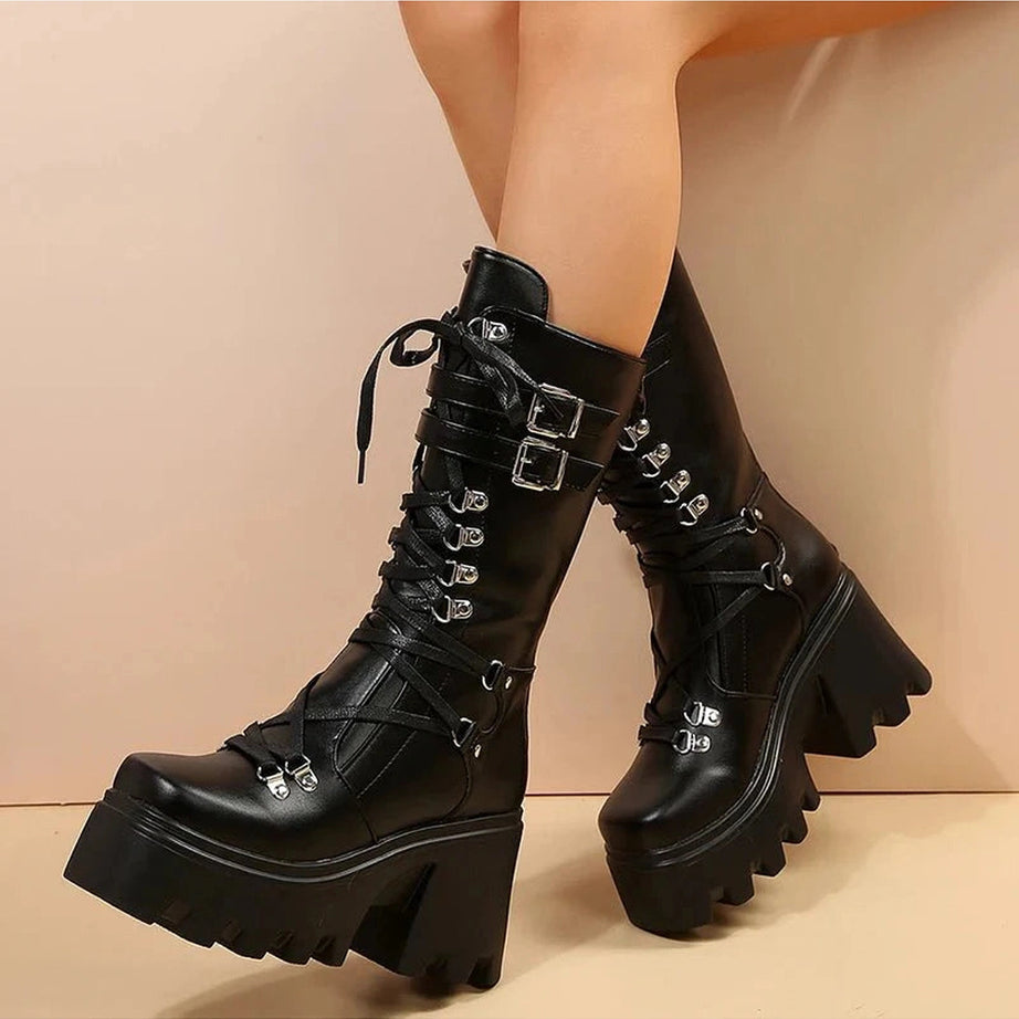 Y2k Punk Motorcycle Boots