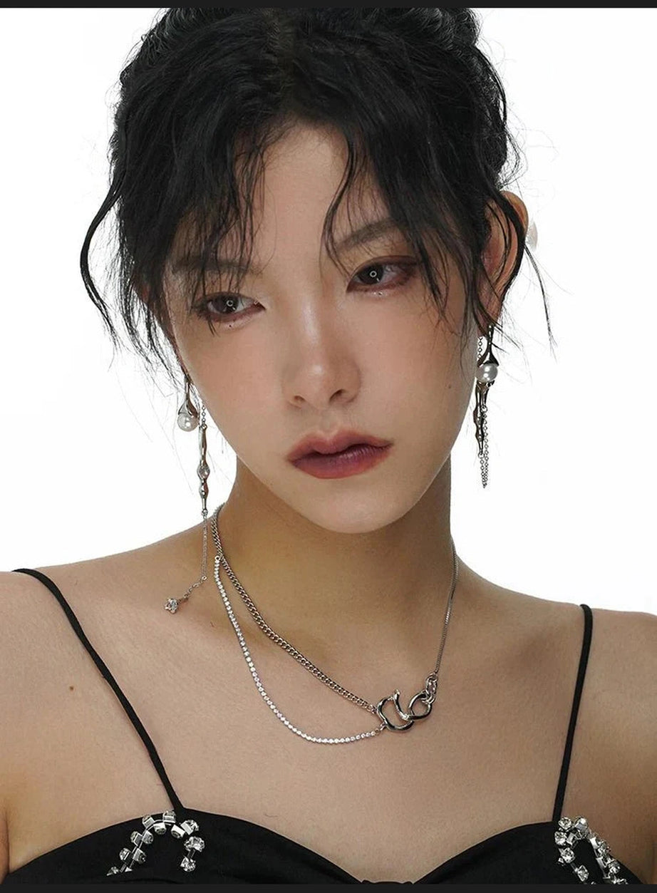 Y2k Punk Pearl Tassel Drop Earrings