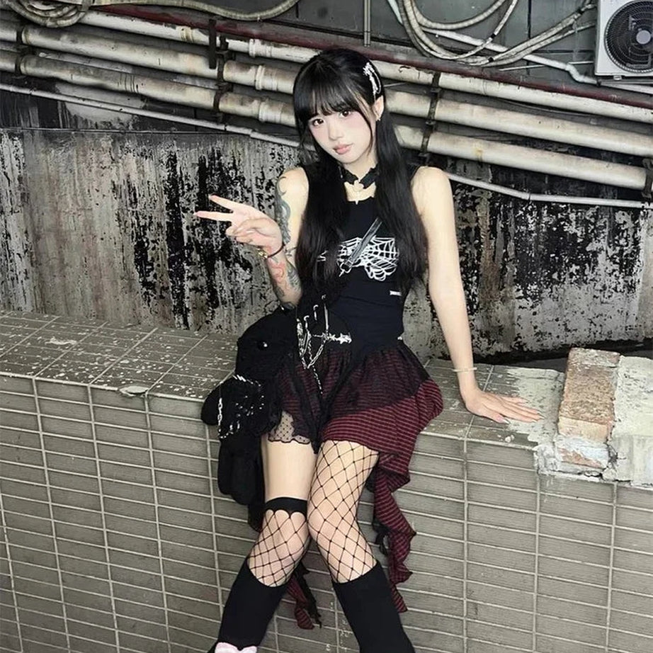 Y2k Punk Princess Asymmetrical Skirt