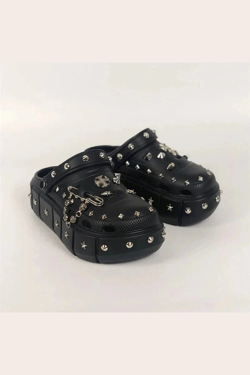 Y2k Punk Rivet Platform Slippers