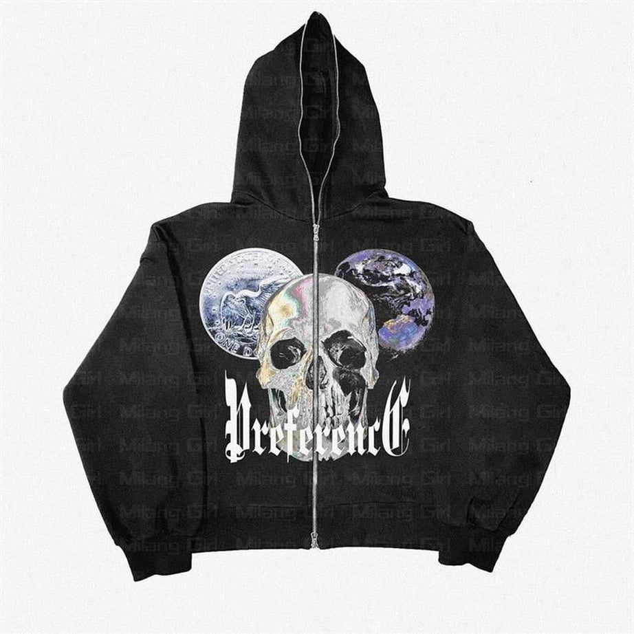 Y2k Punk Skull Sweatshirt