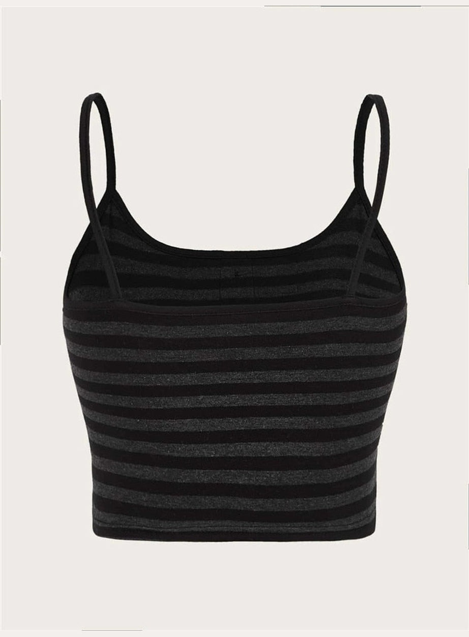 Y2k Punk Striped Button Cami Crop Top