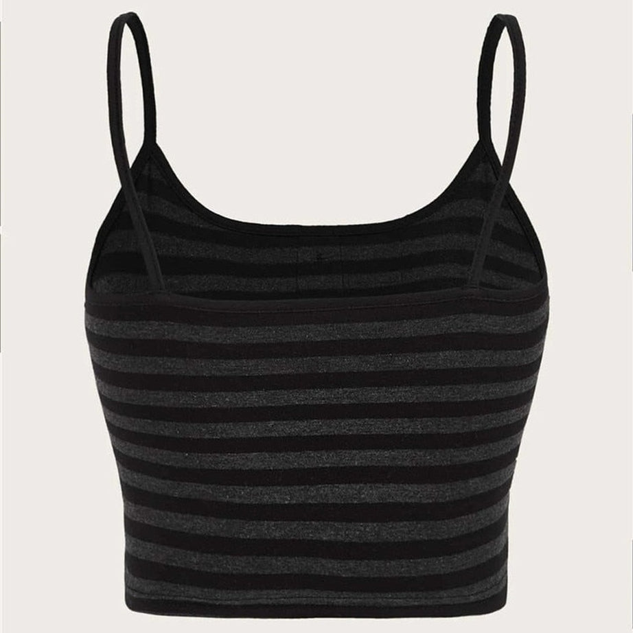Y2k Punk Striped Button Cami Crop Top