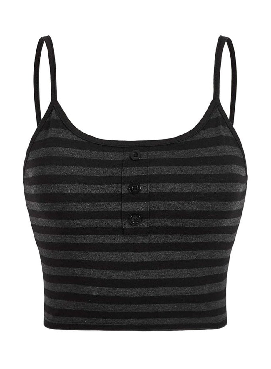 Y2k Punk Striped Button Cami Crop Top