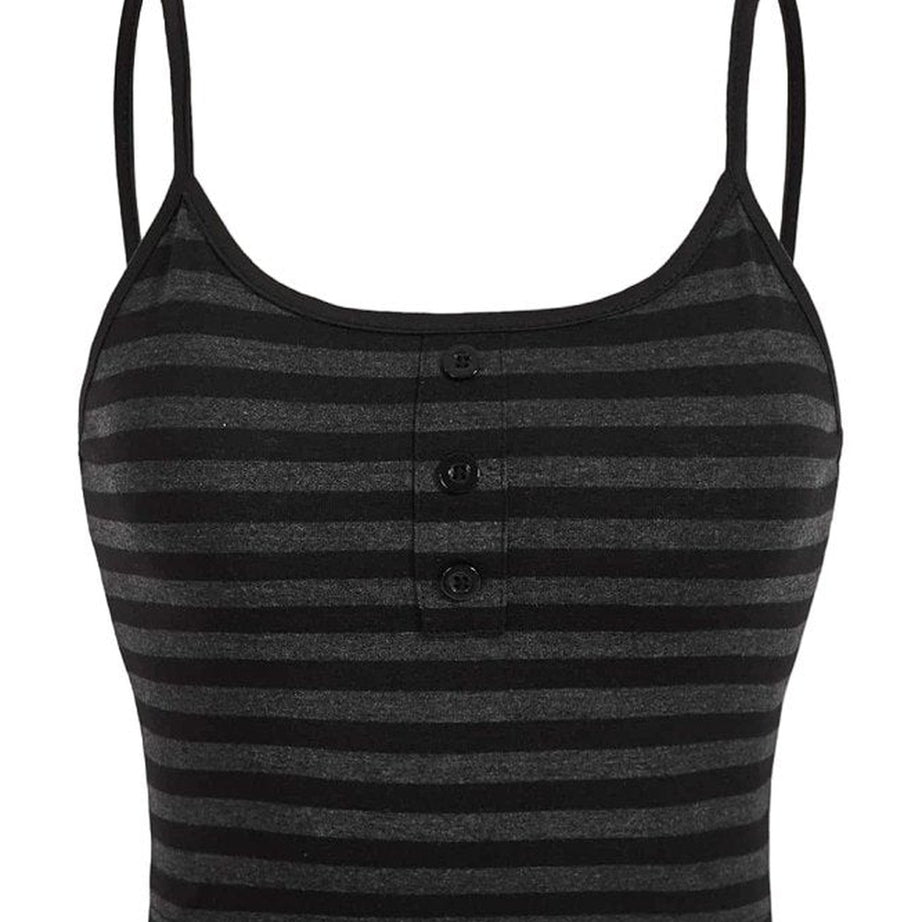 Y2k Punk Striped Button Cami Crop Top