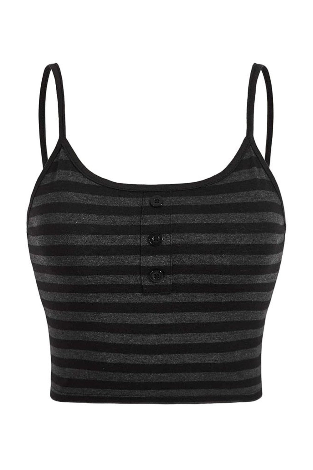 Y2k Punk Striped Button Cami Crop Top