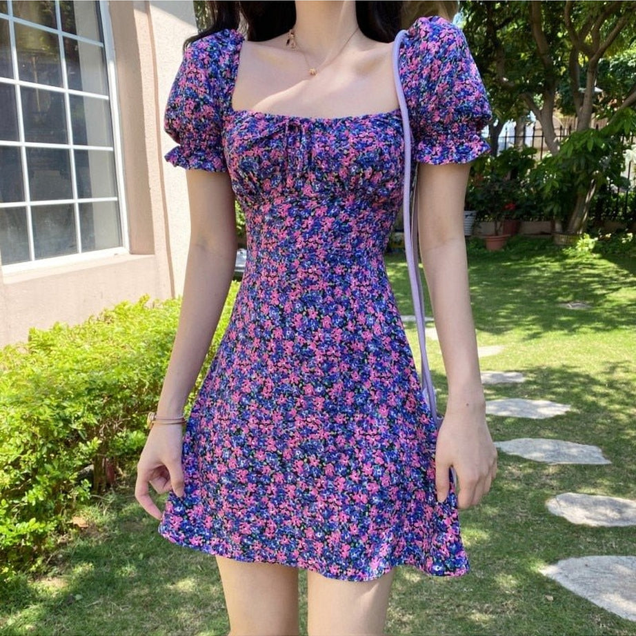 Y2k Purple Floral Dress