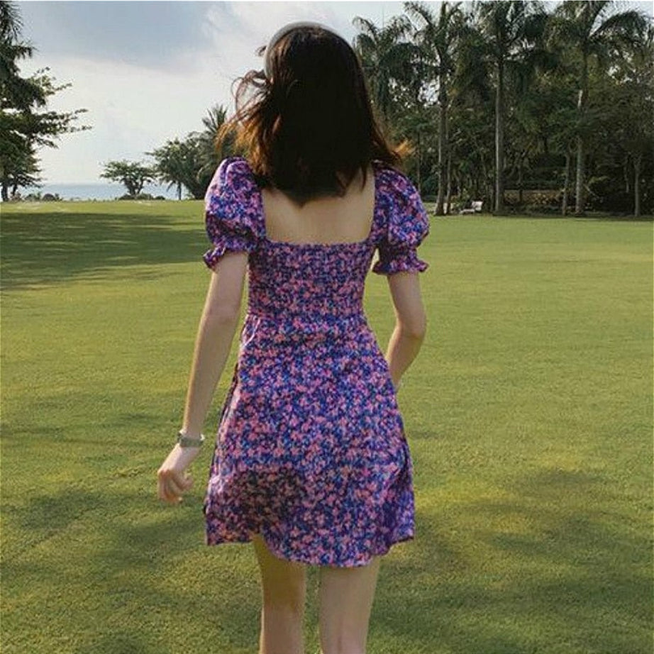 Y2k Purple Floral Dress