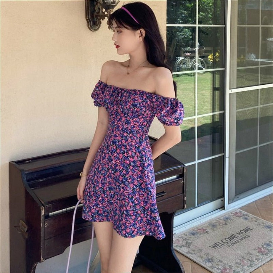 Y2k Purple Floral Dress