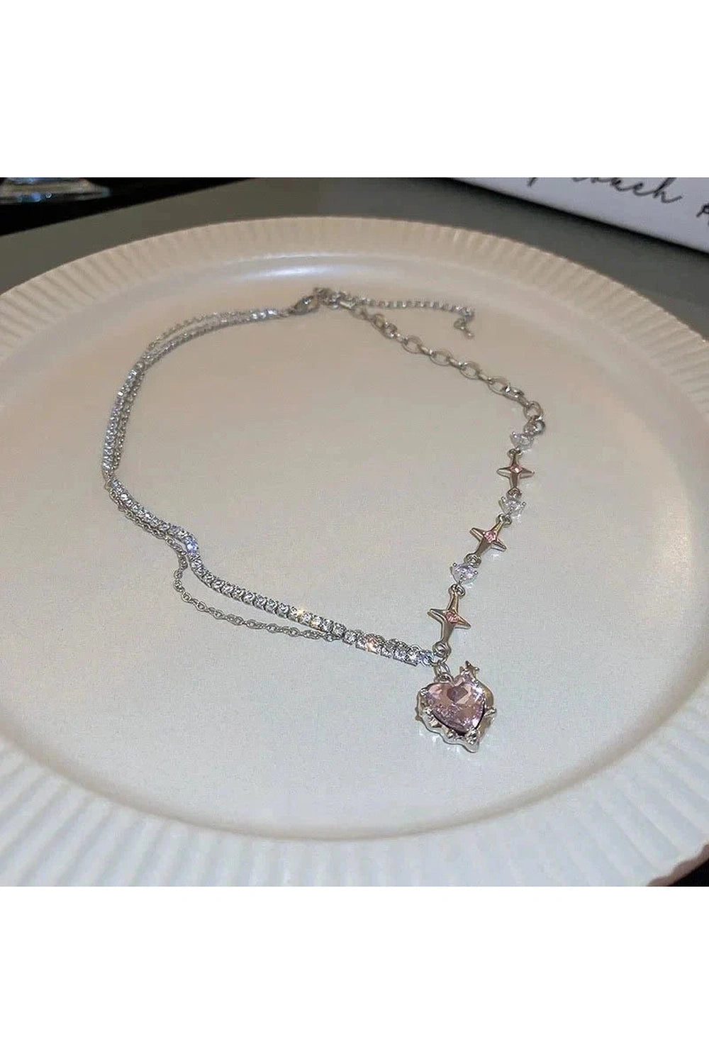 Y2k Purple Heart Pendant Necklace