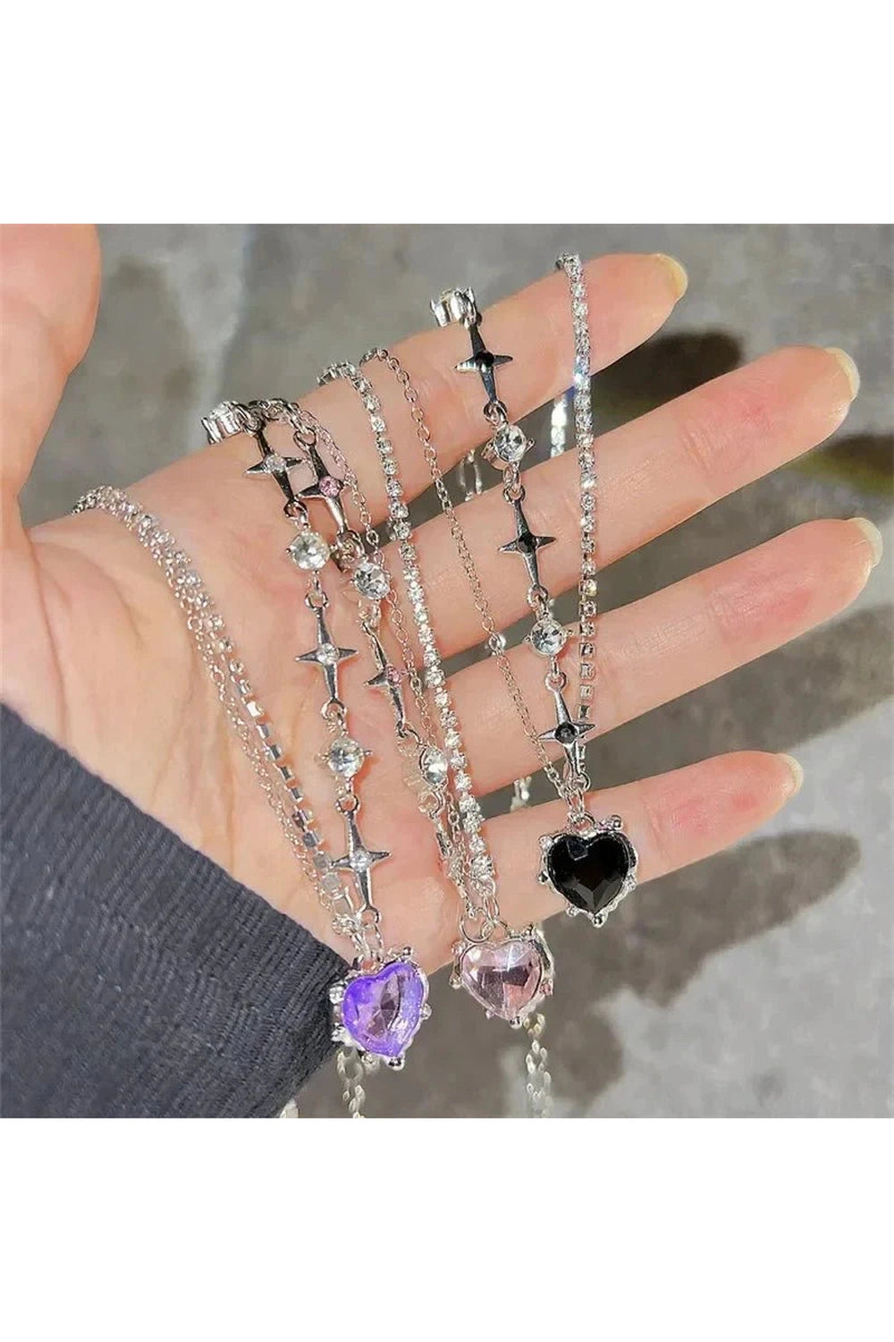 Y2k Purple Heart Pendant Necklace