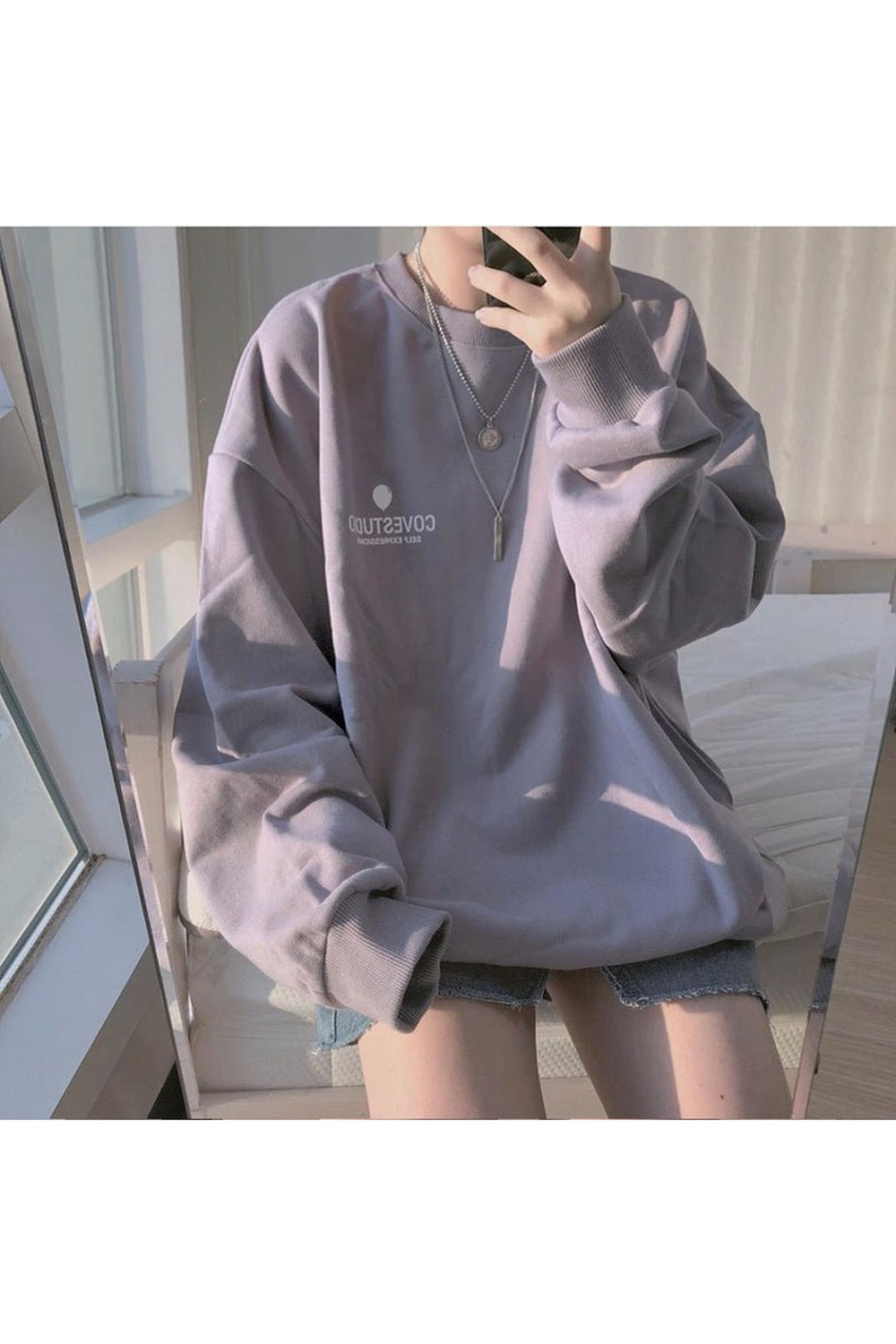 Y2k Purple Pastel Aesthetic Loose Sweatshirt