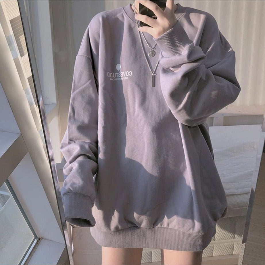 Y2k Purple Pastel Aesthetic Loose Sweatshirt