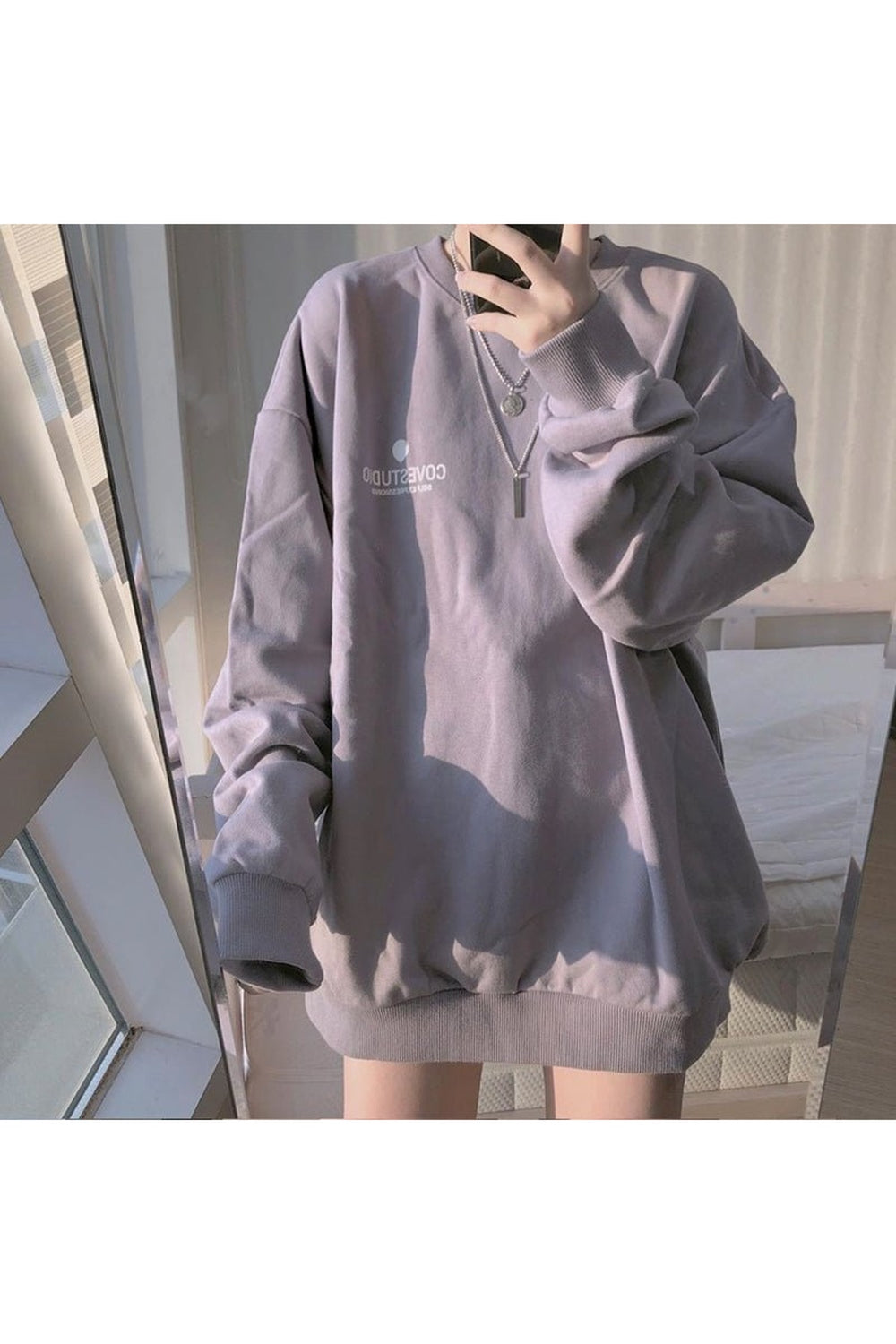 Y2k Purple Pastel Aesthetic Loose Sweatshirt