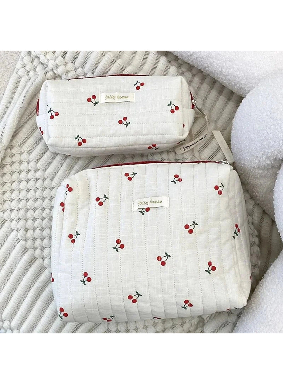 Y2k Quilted Cherry Travel Bag