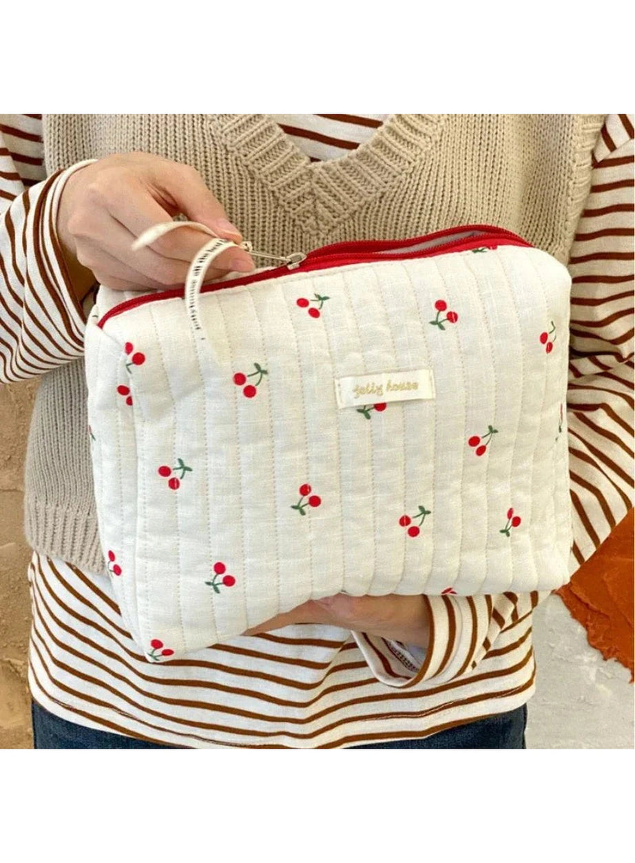 Y2k Quilted Cherry Travel Bag