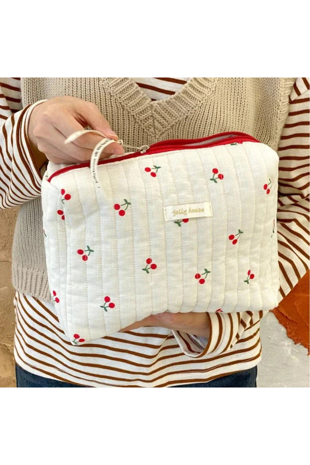 Y2k Quilted Cherry Travel Bag