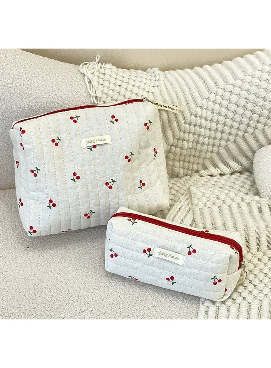 Y2k Quilted Cherry Travel Bag