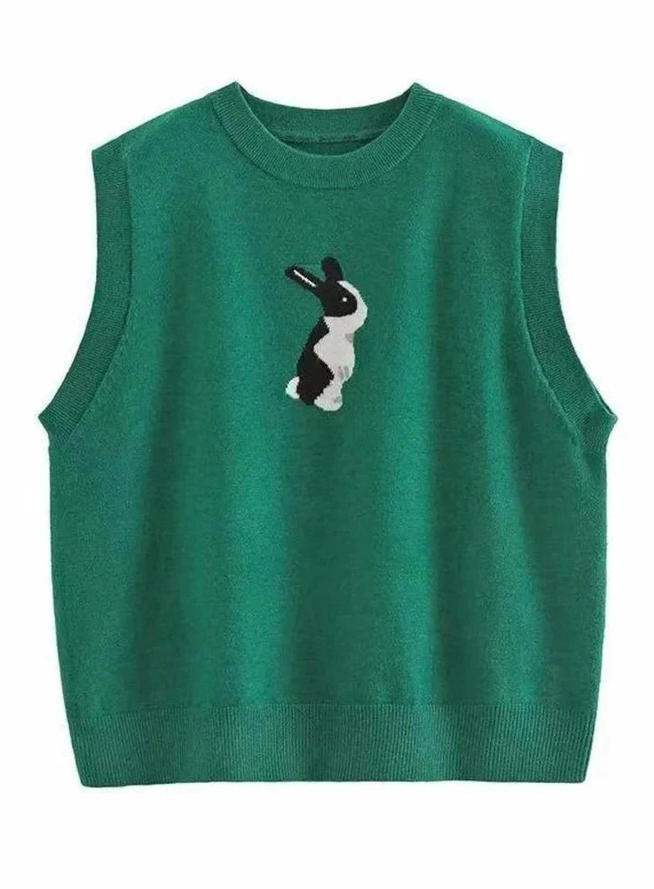 Y2k Rabbit Patch Sweater Vest