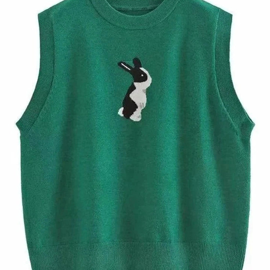 Y2k Rabbit Patch Sweater Vest