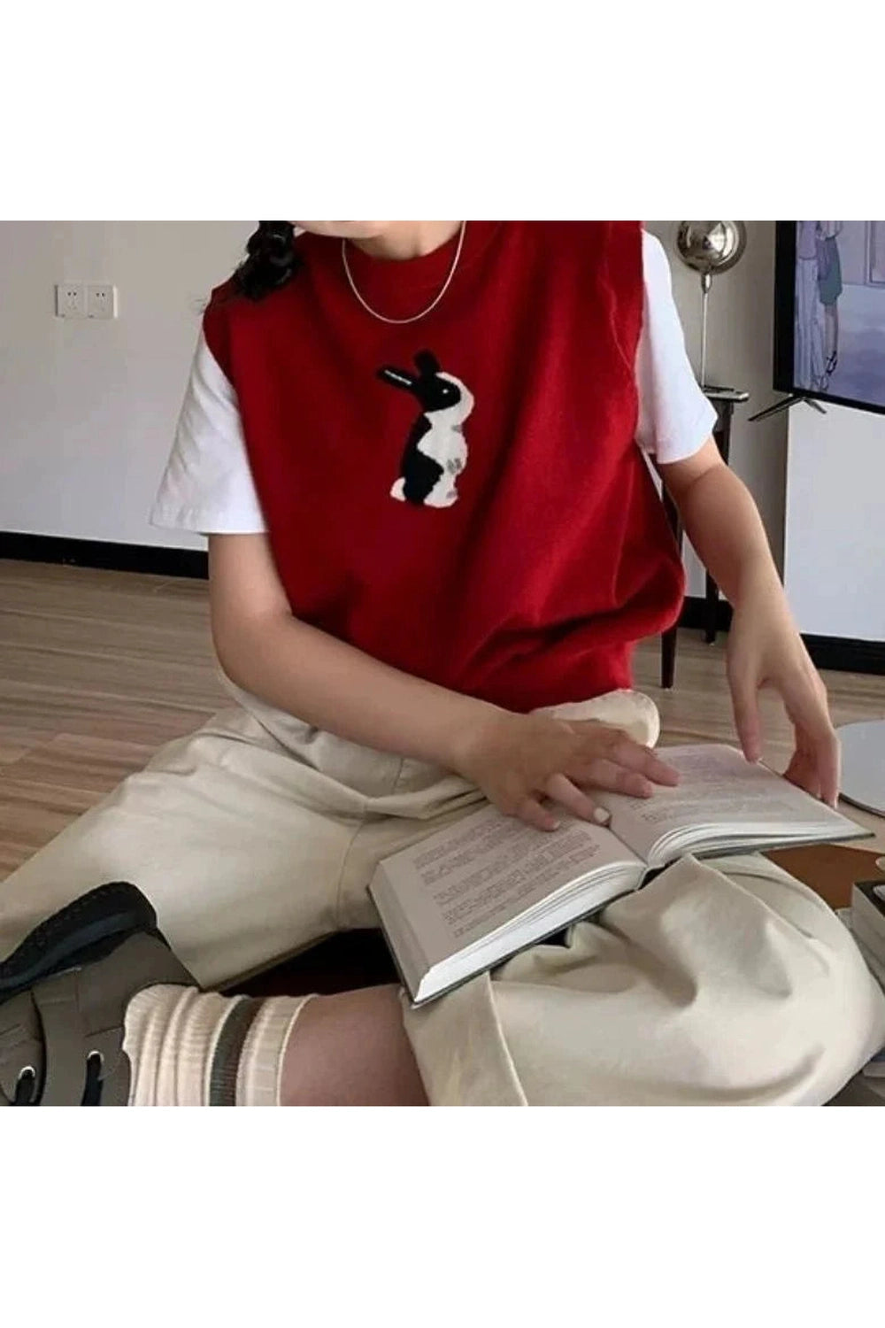 Y2k Rabbit Patch Sweater Vest