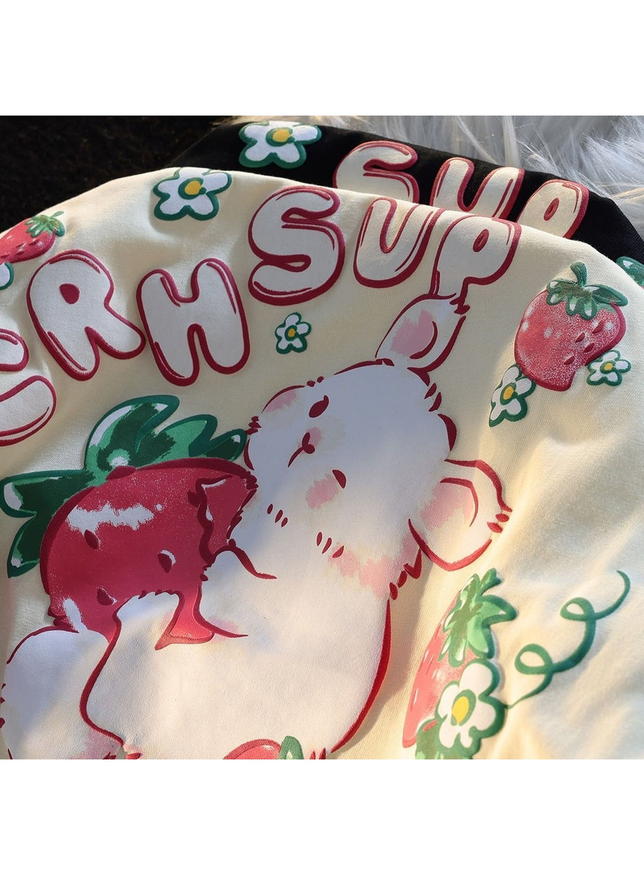 Y2k Rabbit Strawberry Print T-shirt