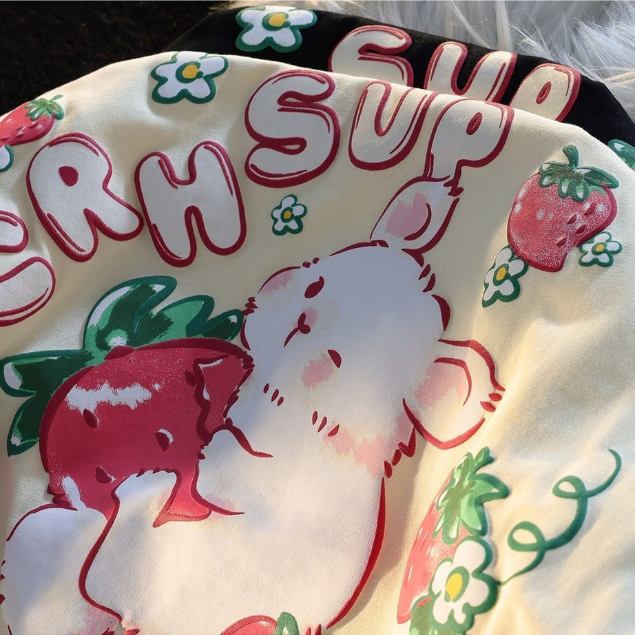 Y2k Rabbit Strawberry Print T-shirt