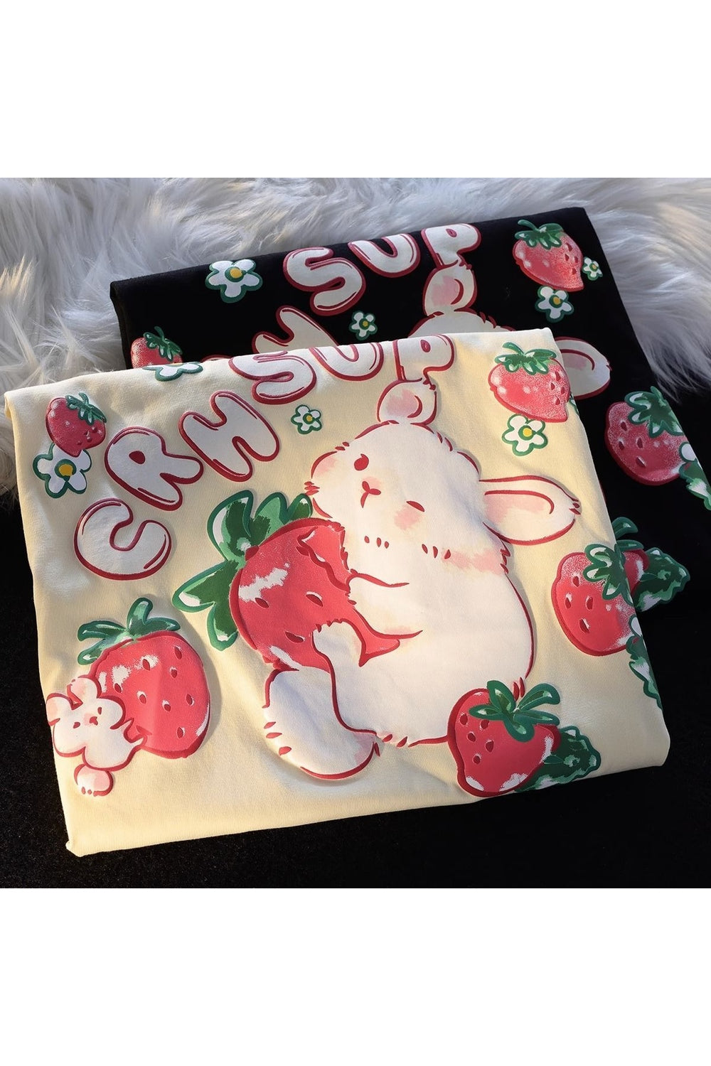 Y2k Rabbit Strawberry Print T-shirt