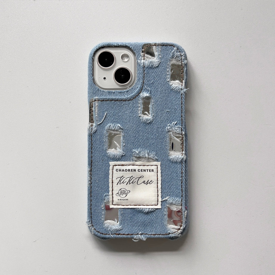 Y2k Ragged Denim Cloth iPhone Case