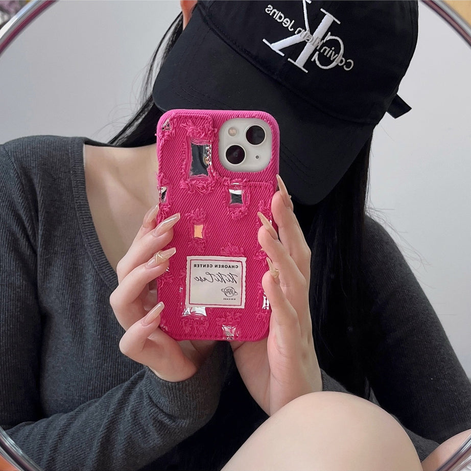 Y2k Ragged Denim Cloth iPhone Case