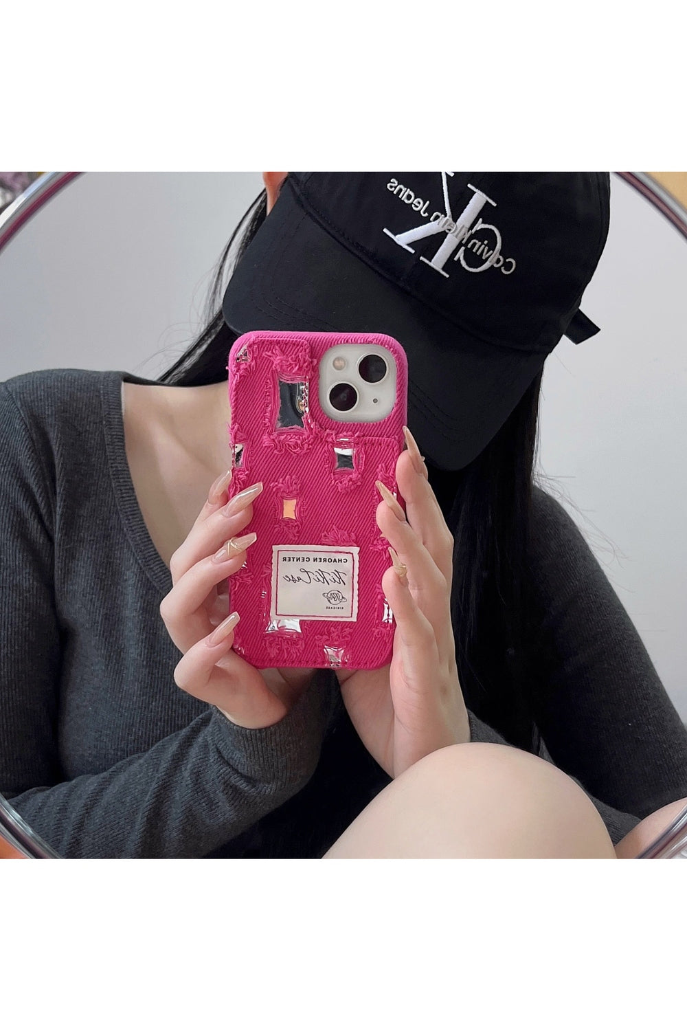 Y2k Ragged Denim Cloth iPhone Case