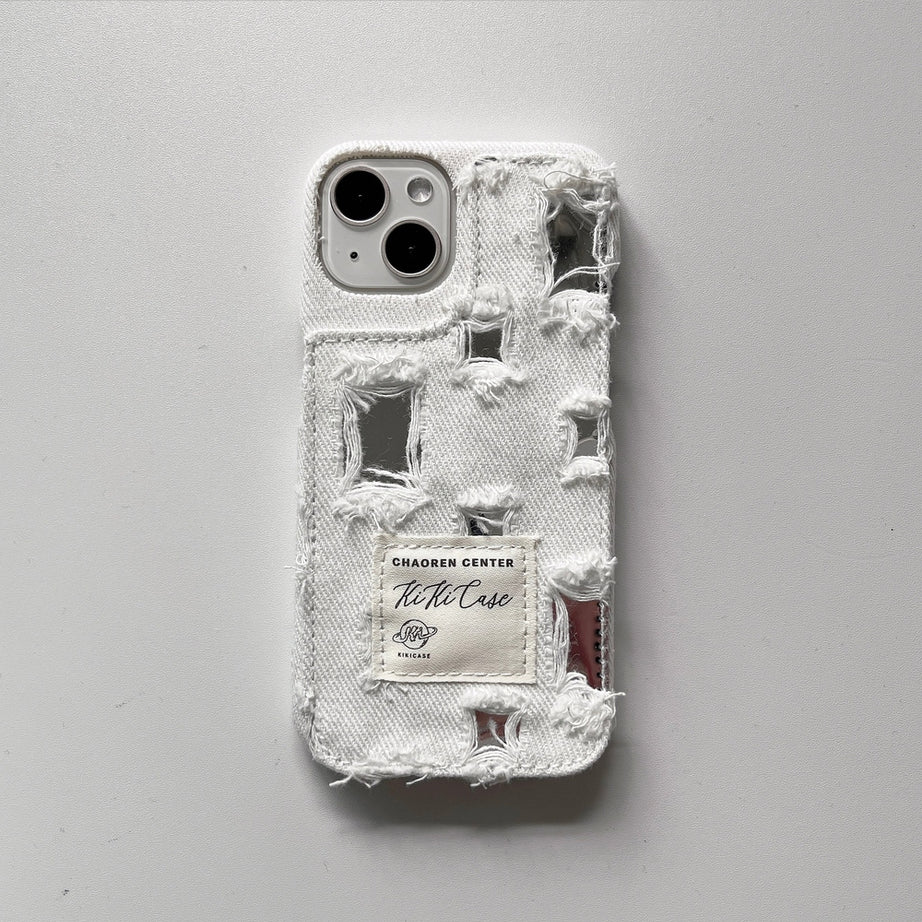 Y2k Ragged Denim Cloth iPhone Case