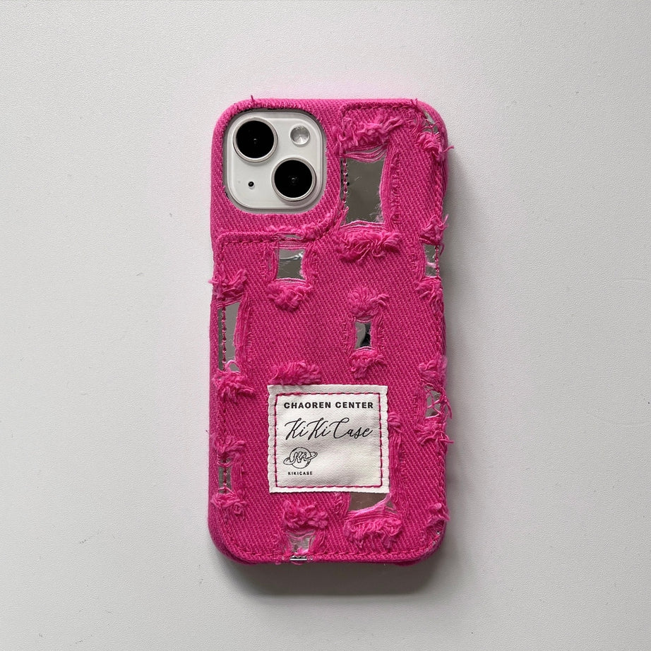 Y2k Ragged Denim Cloth iPhone Case
