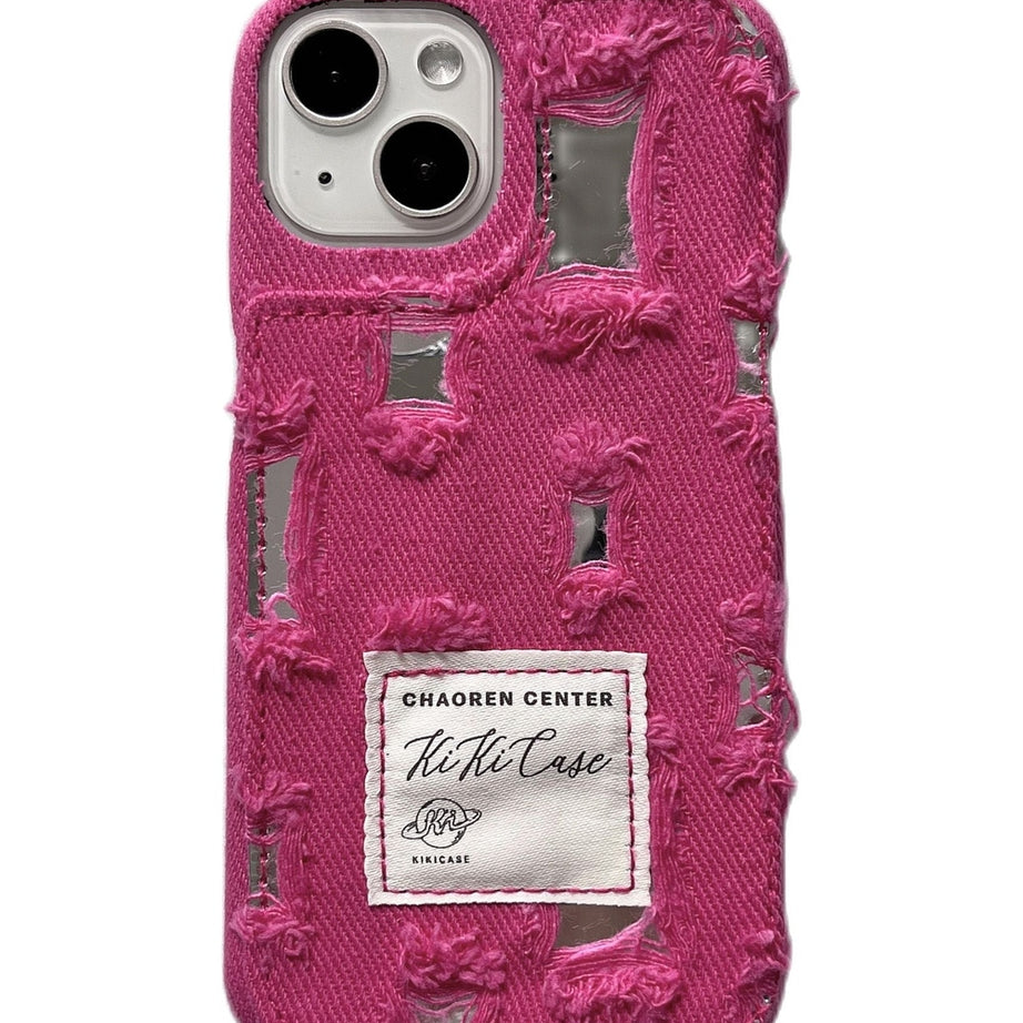 Y2k Ragged Denim Cloth iPhone Case