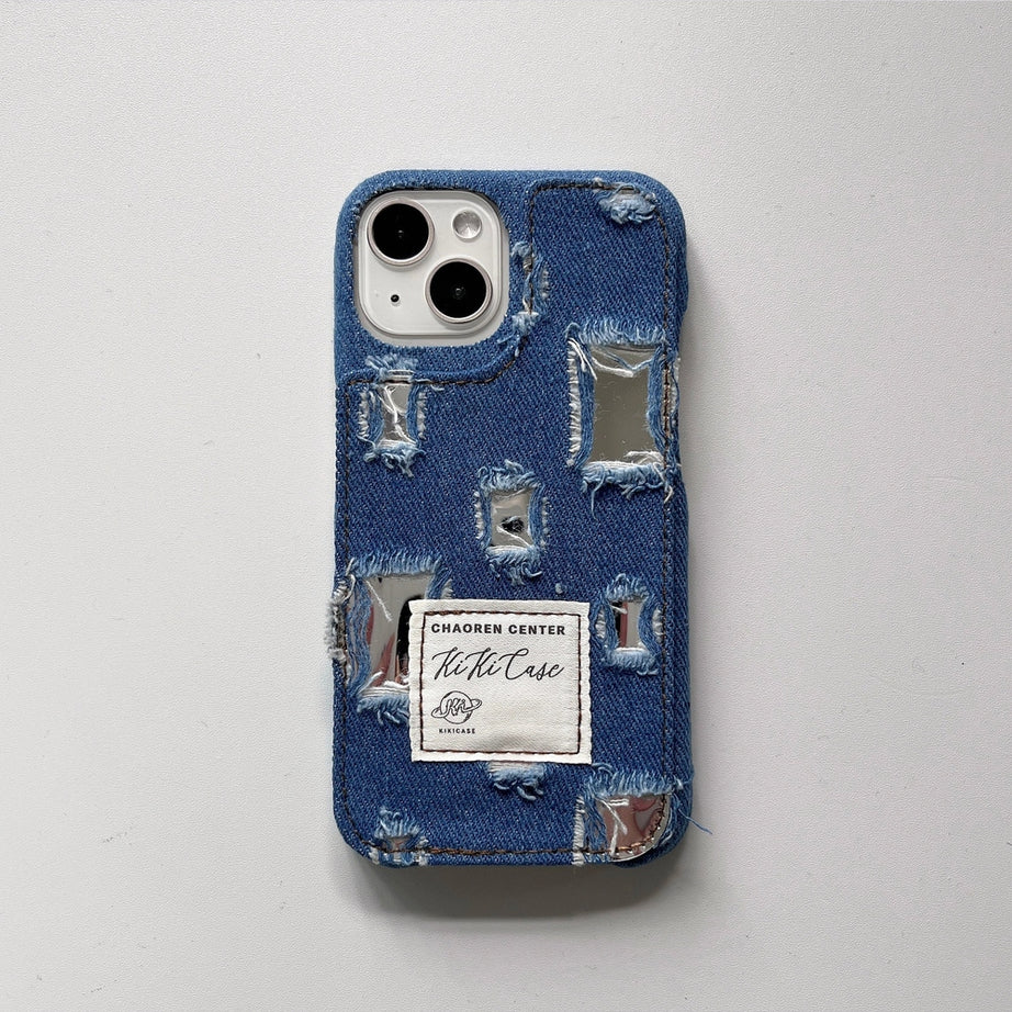 Y2k Ragged Denim Cloth iPhone Case