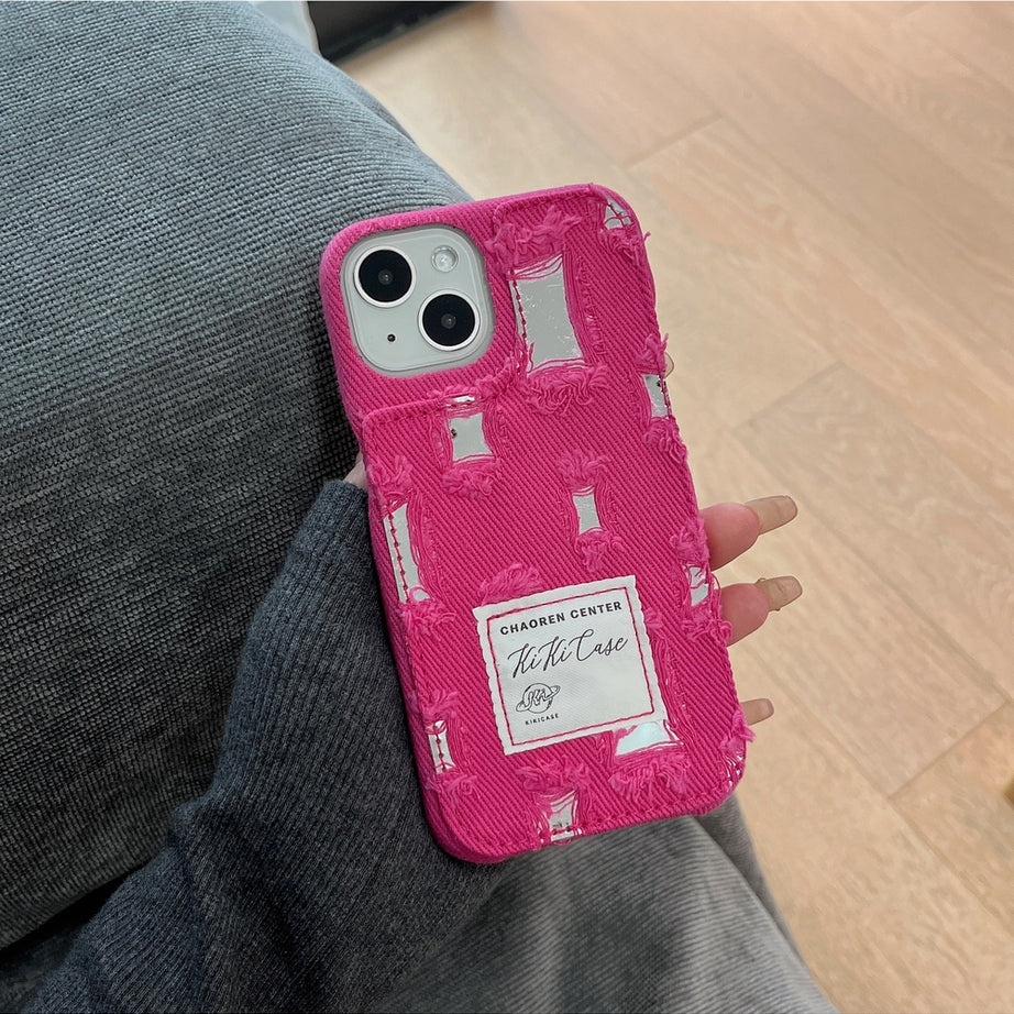 Y2k Ragged Denim Cloth iPhone Case