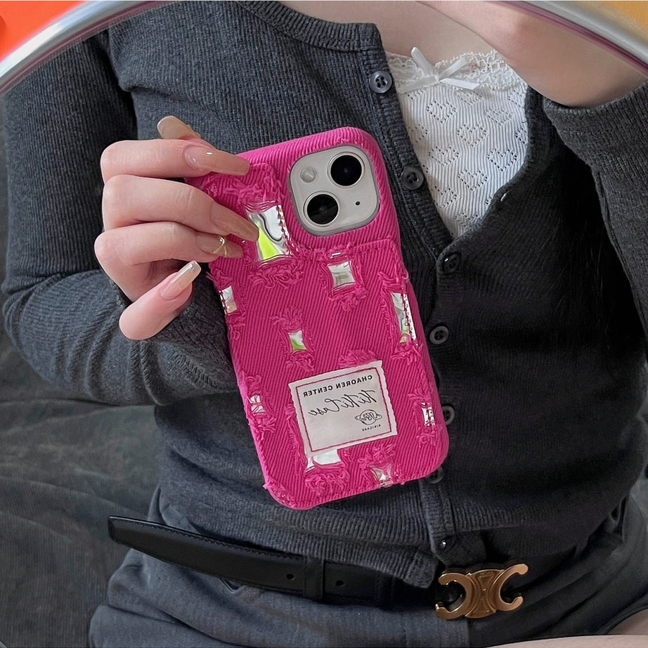 Y2k Ragged Denim Cloth iPhone Case