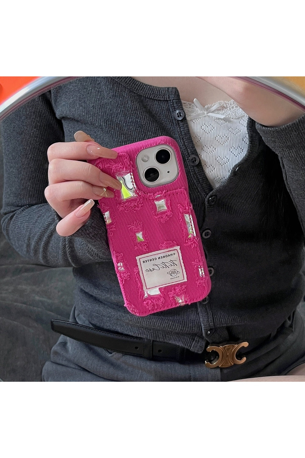 Y2k Ragged Denim Cloth iPhone Case