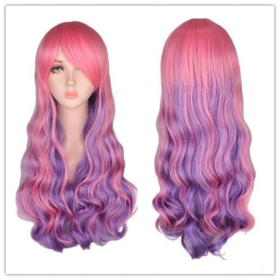 Y2k Rainbow Colorful Long Curly Wig