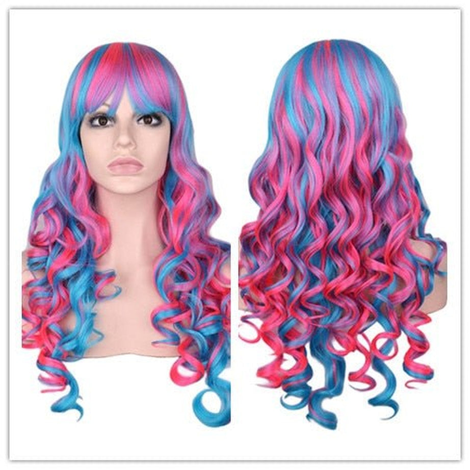 Y2k Rainbow Colorful Long Curly Wig