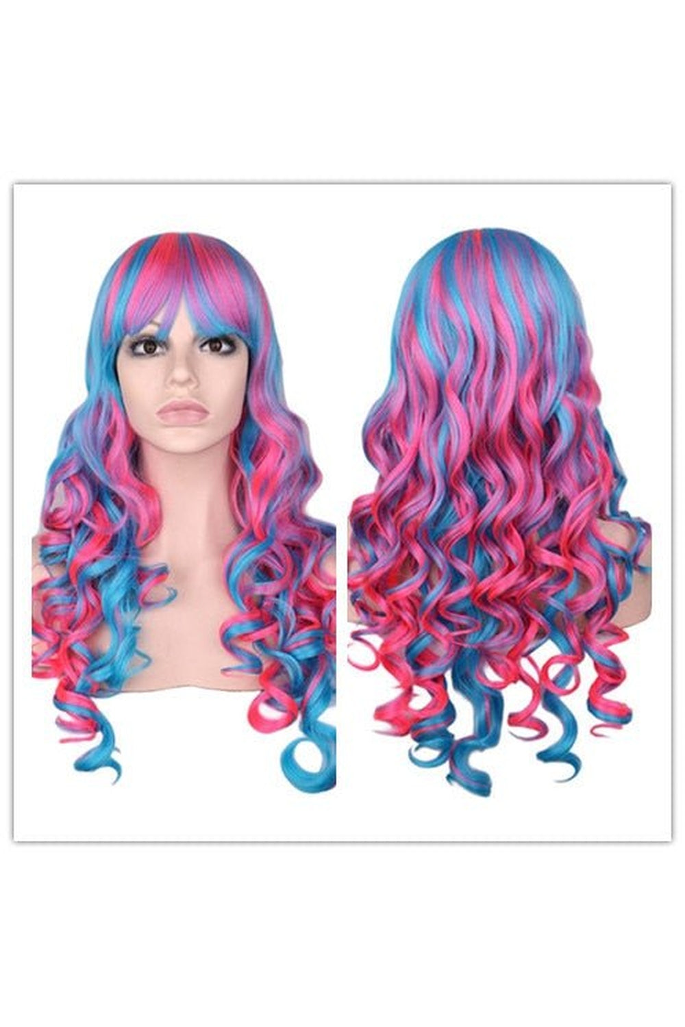 Y2k Rainbow Colorful Long Curly Wig