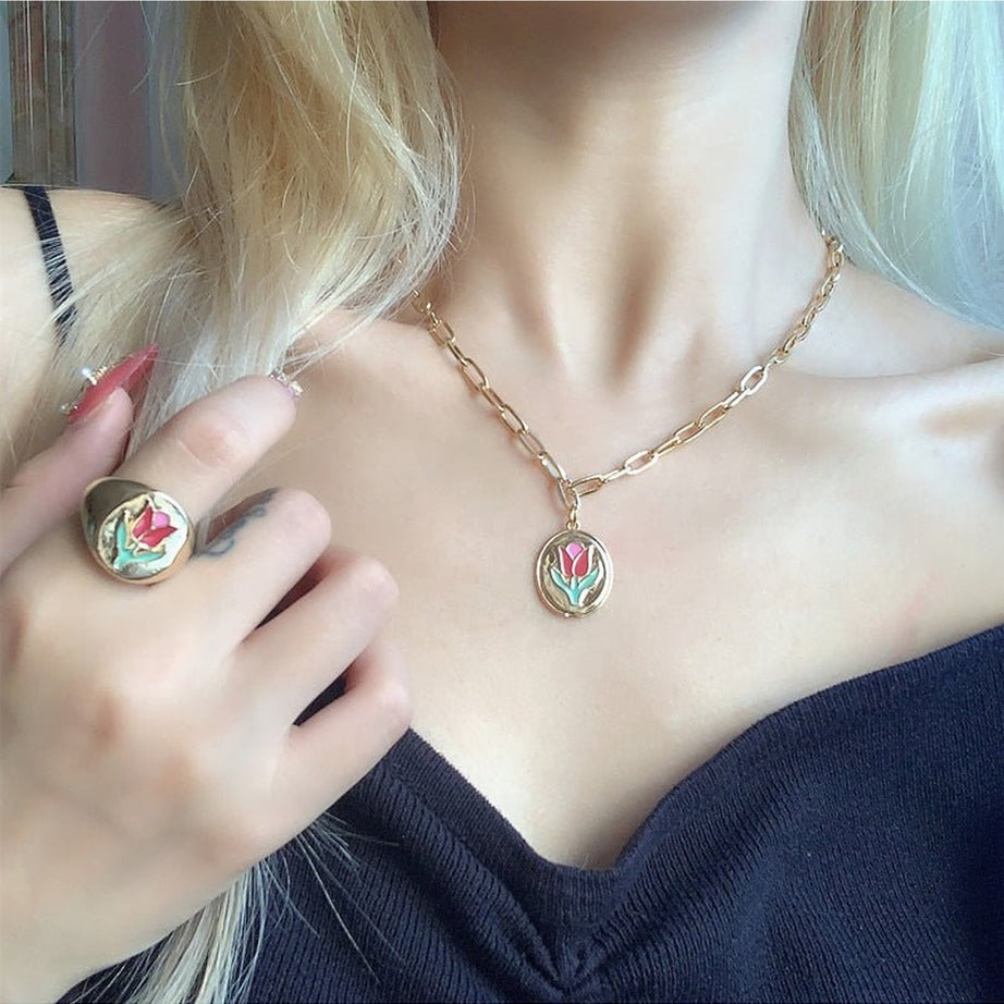 Y2k Rainbow Crystal Necklace